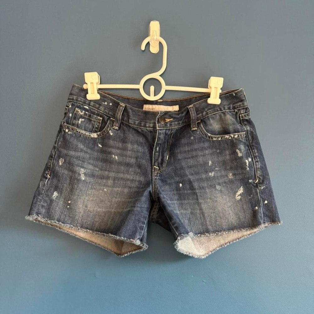 Old‎ Navy 2010 Shorts Women's Size 6 Denim Paint Splatter Y2K Jorts Low Rise